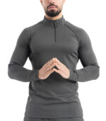 تيشرب بأكمام طويلة وسوستة – رصاصي - Image 2