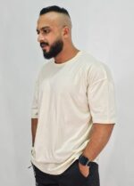 Ajet Cotton Oversize T-shirt – Beige - Image 4