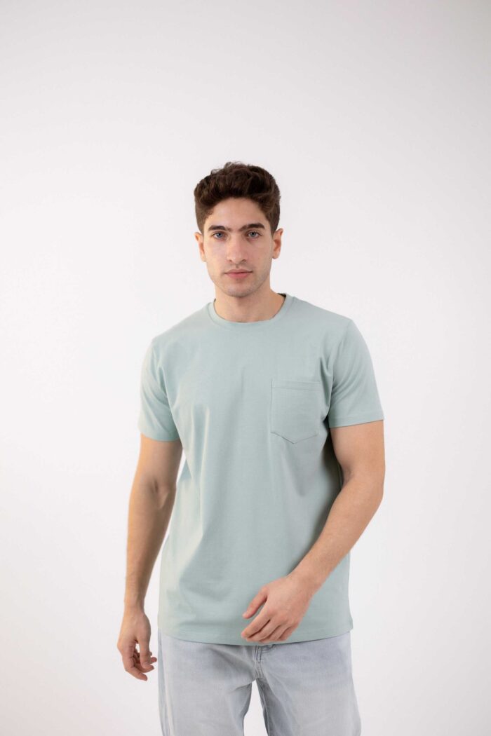 Basic T-Shirt with Pocket - Mint Green - Image 1