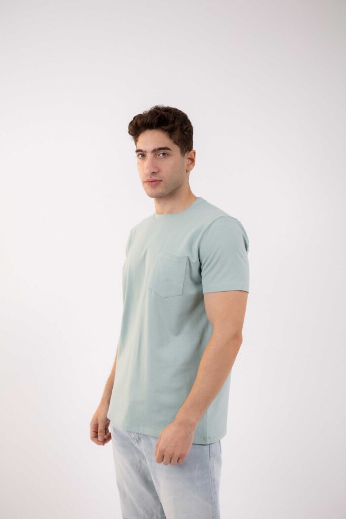 Basic T-Shirt with Pocket - Mint Green - Image 4