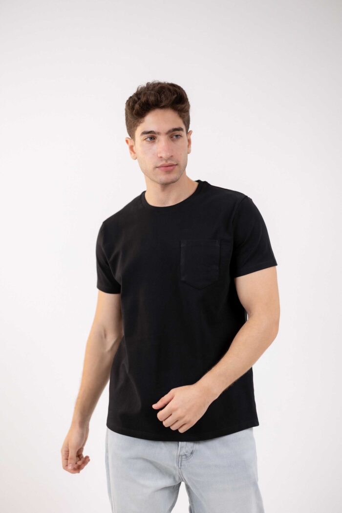 Basic T-Shirt with Pocket - Black - Image 1