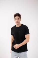 Basic T-Shirt with Pocket - Black - Image 4