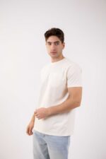 Basic T-Shirt with Pocket - Off White - Image 3