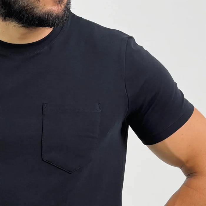 Basic T-Shirt with Pocket - Black - Image 3