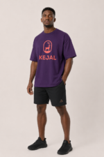 Kejal Cotton Oversized T-shirt – Dark purple - Image 3