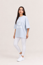 Kejal Cotton Oversized T-shirt – Baby Blue - Image 4