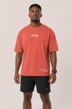 Kejal Cotton Oversized T-shirt – Brick Red - Image 3