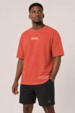 Kejal Cotton Oversized T-shirt – Brick Red - Image 5