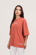Kejal Cotton Oversized T-shirt – Brick Red - Image 4
